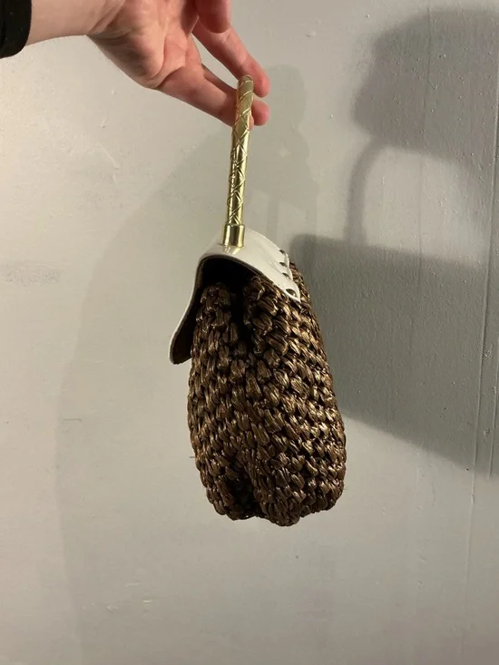 Woven Brown and Cream Top-Handle Women’s Bag - Picture 7 of 8